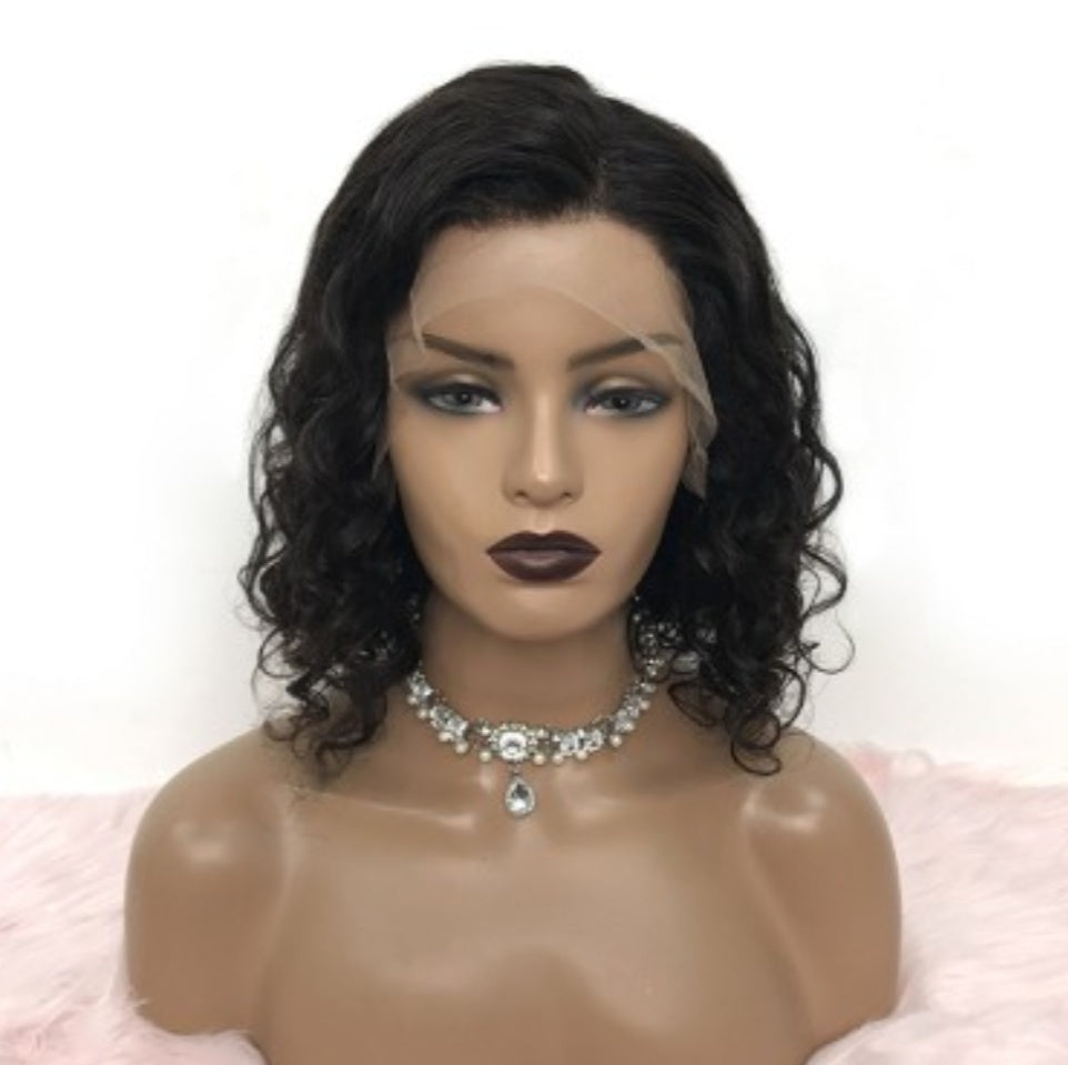 14inch curly bob frontal lace wig