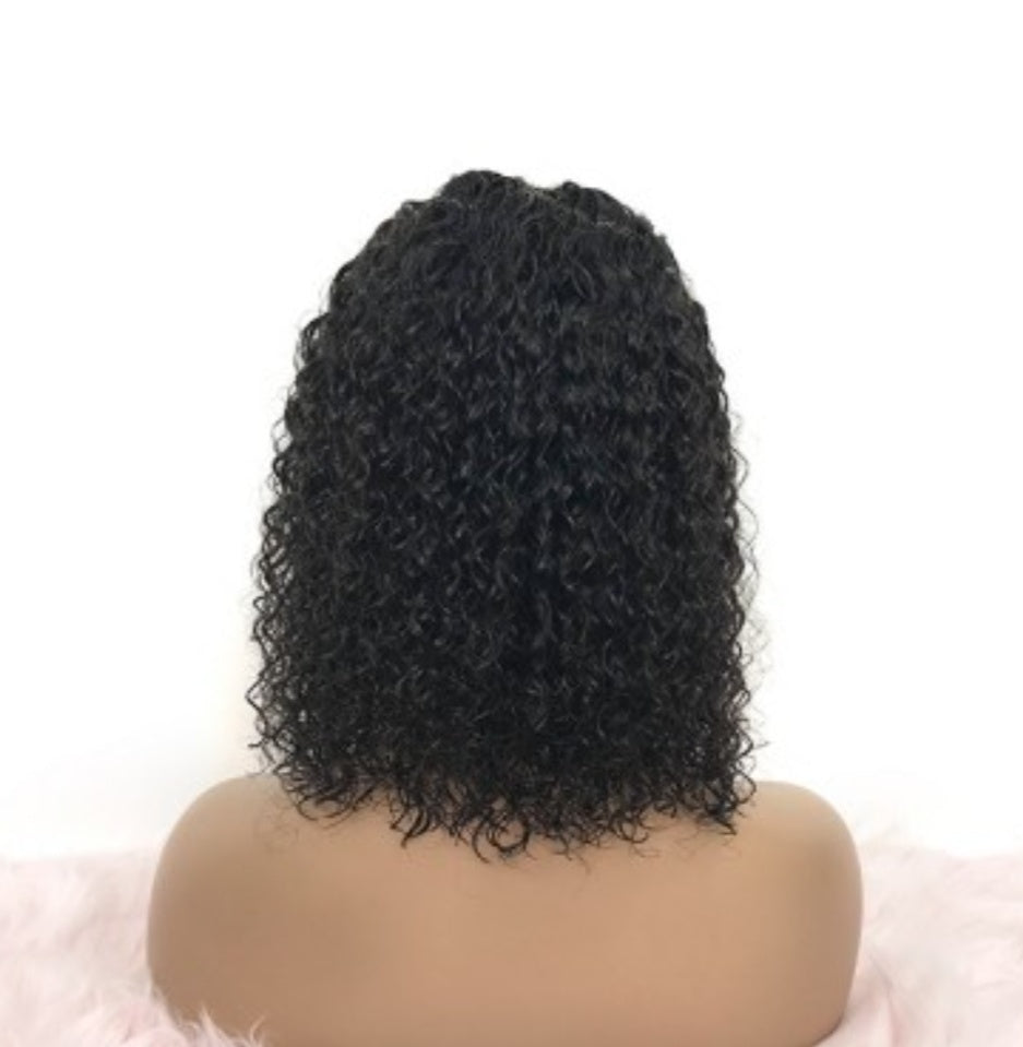 Curly with bangs bob frontal lace wig