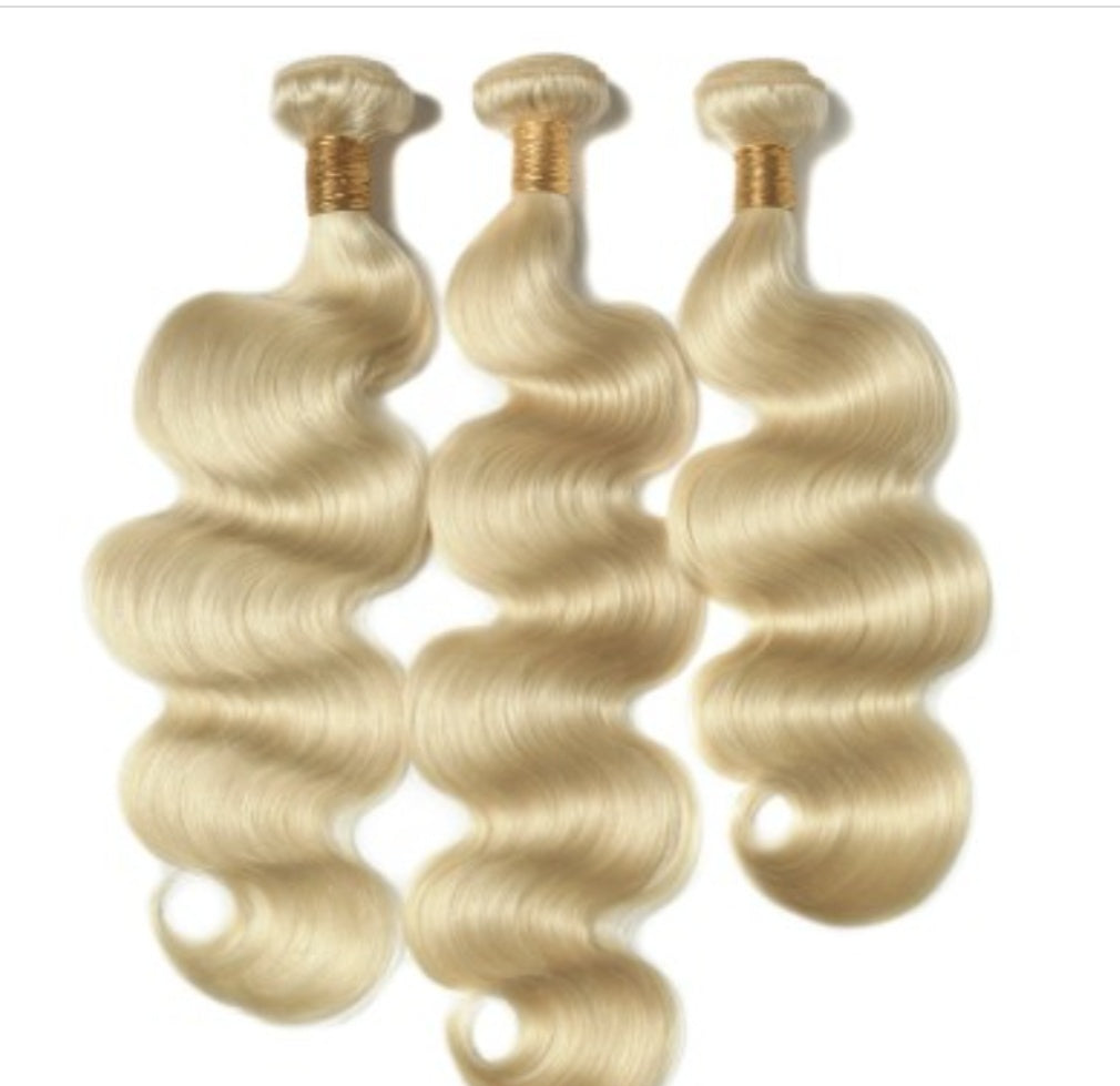 Hair 613 lightest blonde body wavy Bundles