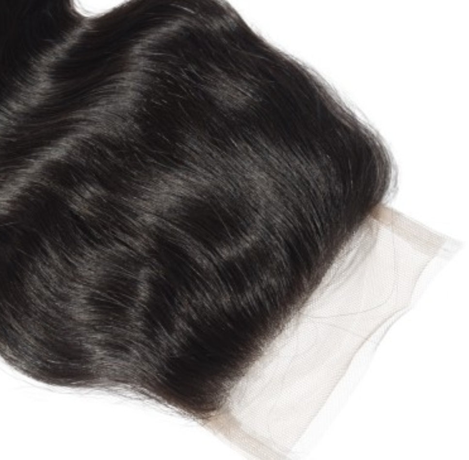 4x4 Body wavy free parted lace closures