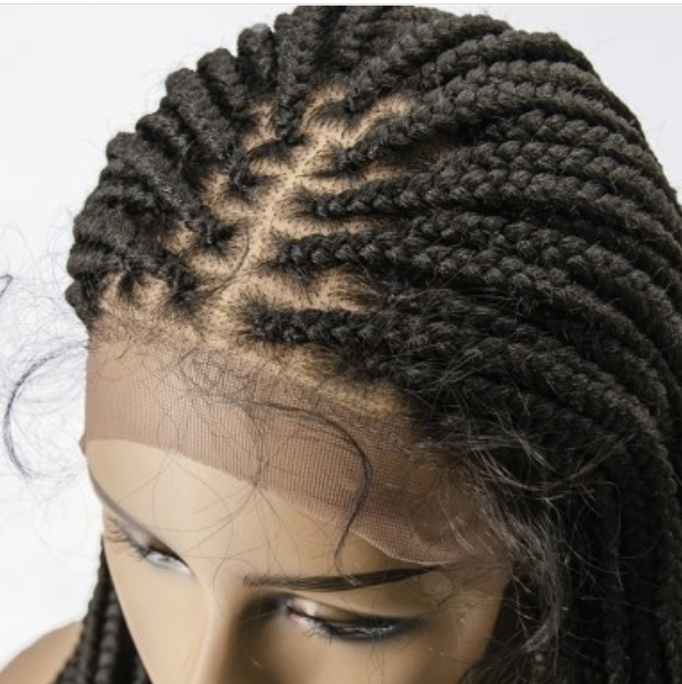 knotless box Braided lace wig medium braids 100% handmade