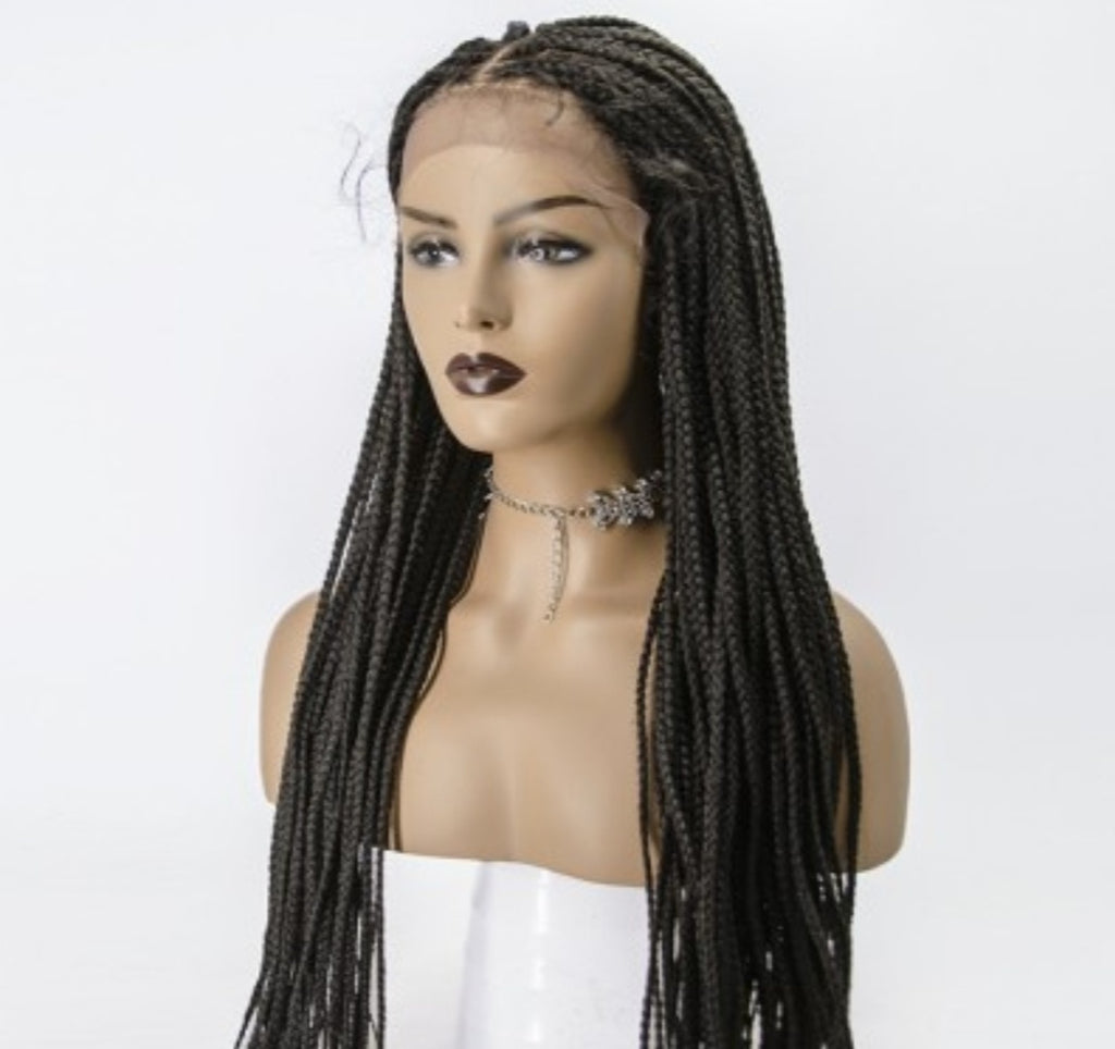knotless box Braided lace wig medium braids 100% handmade