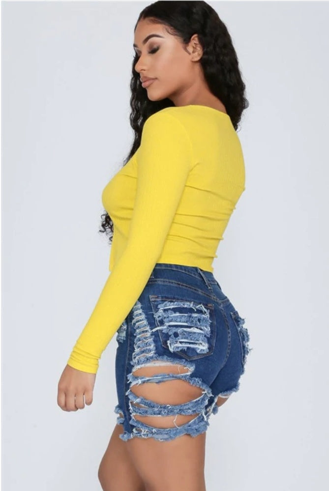 Women's ripped jeans shorts