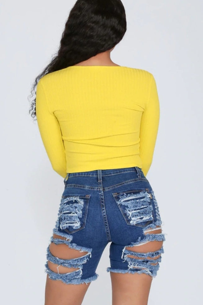 Women's ripped jeans shorts
