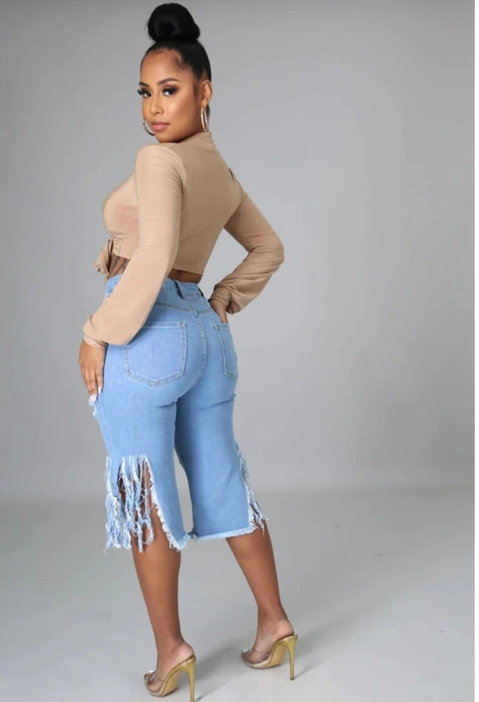 Classy women's stretchy Denim shorts