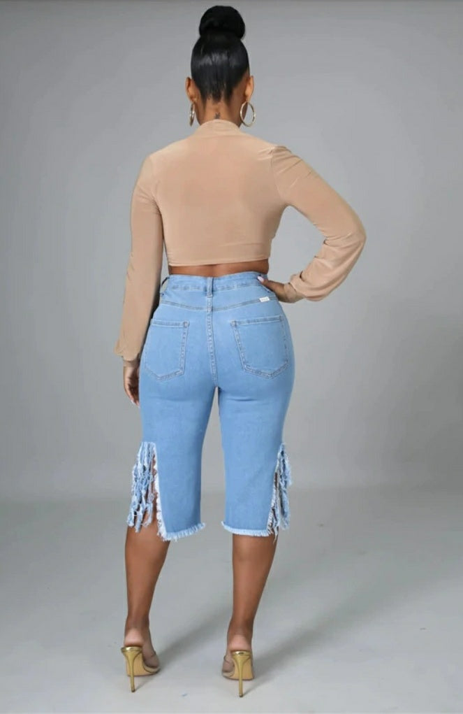 Classy women's stretchy Denim shorts