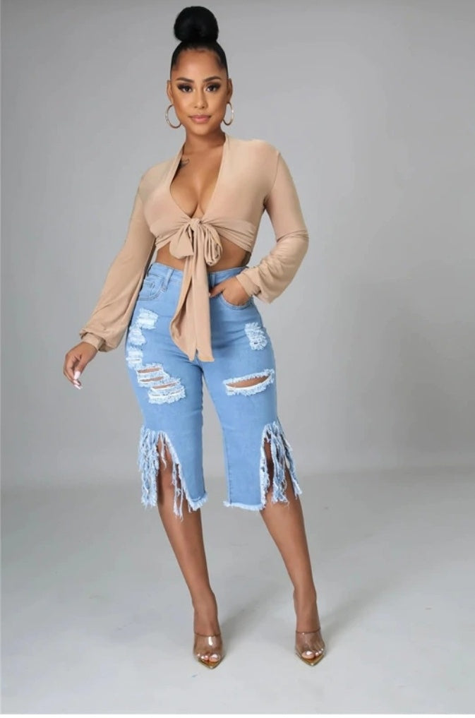 Classy women's stretchy Denim shorts