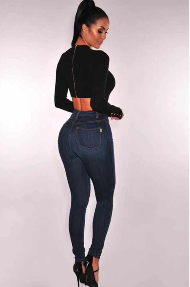 high waist skinny jeans